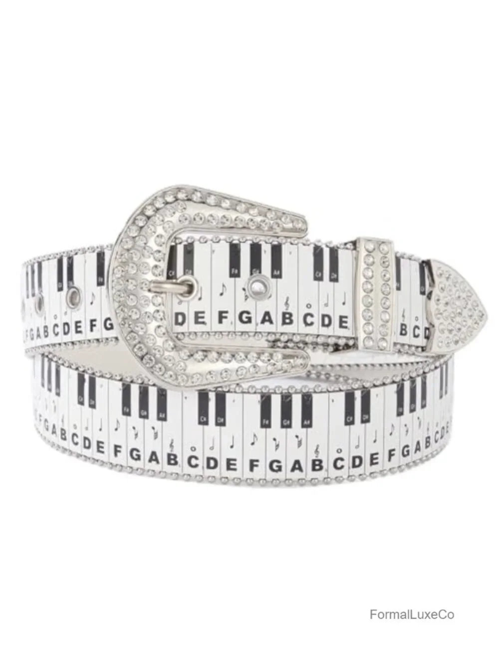 Rhinestone Piano Belt Bling Diamond Studded Stretch Waist Belt for Women